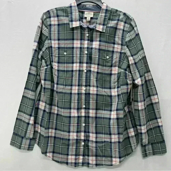 NWT St. John’s Bay button up plaid shirt- size medium - Picture 1 of 6